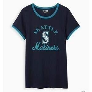 MLB Torrid New Era Classic Fit Ringer Tee Shirt Seattle Mariners sz 0 or 12